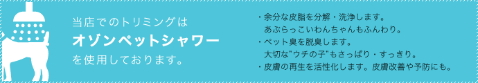 当店でのトリミングはオゾンペットシャワーを使用しております。